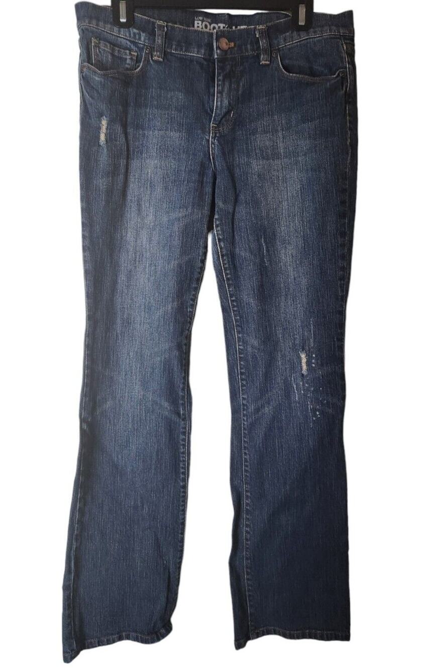 New York & Company Size 8 Women’s Dark Blue Low Rise Bootcut Jeans Distressed